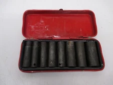 Vtg Set 8 Sunex Sockets 3/8" Drive 6 Points W/ Case