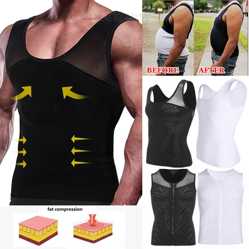 Camisa de compresión de pecho para hombre para ocultar ginecomastia moobs ropa moldeadora chaleco camiseta sin mangas - Imagen 1 de 28