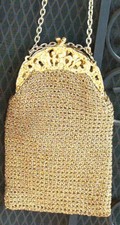 Vintage Gold Evening Purse - No Tag - Sculpted Top - 9" X 6 1/2" - Chain Handle