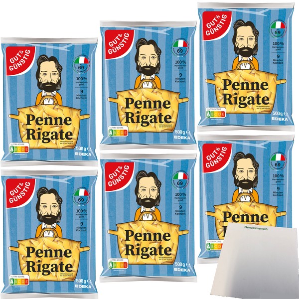 Gut&Günstig Nudeln Penne Rigate Pasta Aus Italien 6Er 6X500G Beutel Usy Block-image