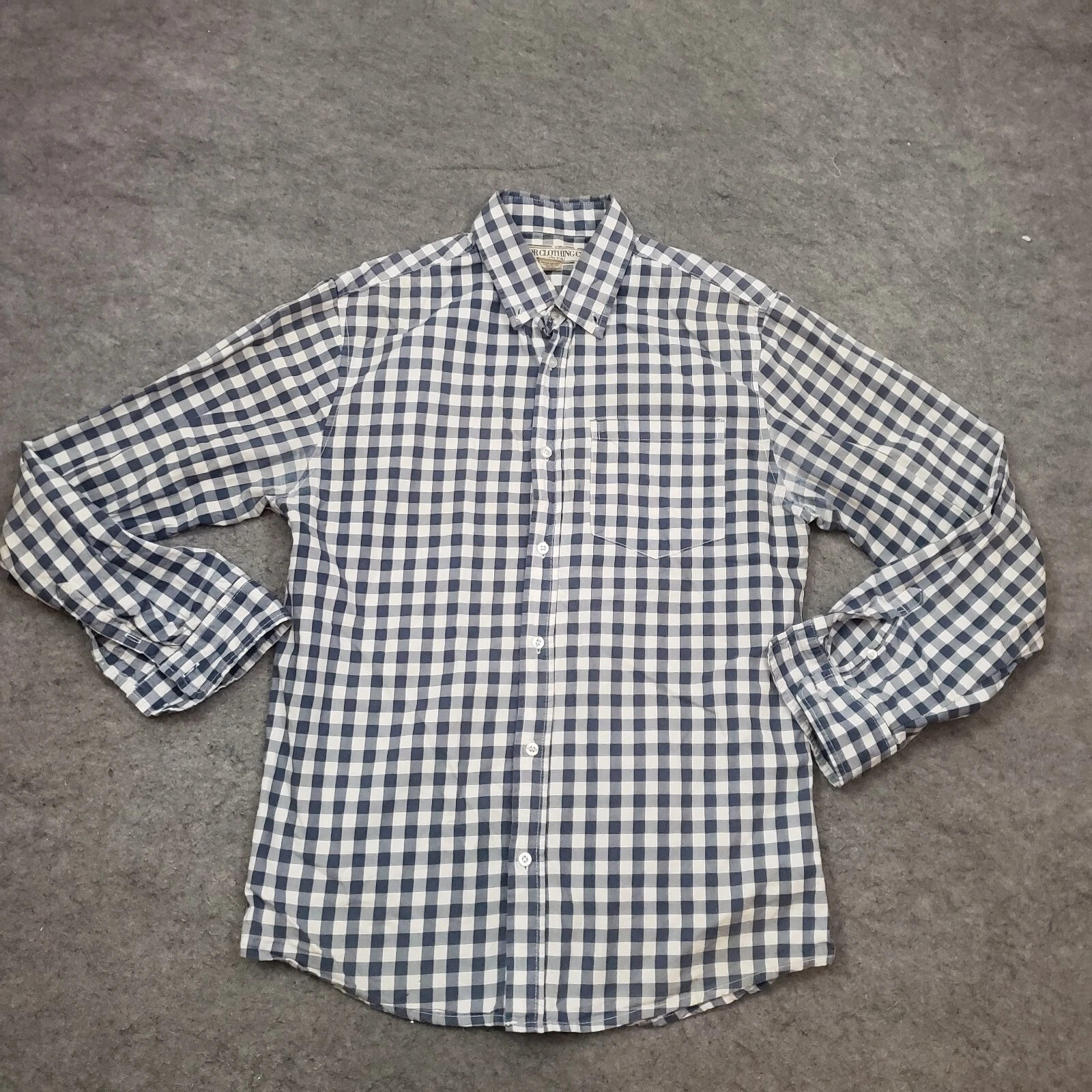 Chore Clothing Shirt Mens L Blue White Plaid Button Long Sleeve Outdoor Western