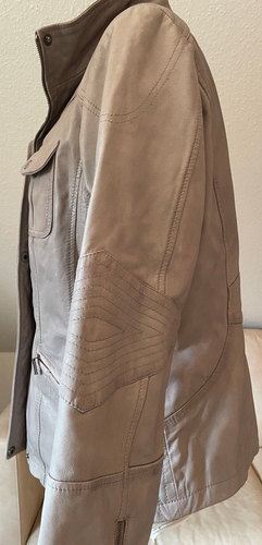 LINDGRON Copenhagen Women's Leather Jacket 46 Grey Designer Zipper Excellent Condition - Picture 2 of 13
