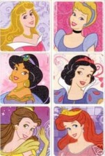 Lot of 12 Disney Princess GLITTER Stickers - Party Loot Bags Craft & Cards