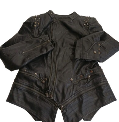 Fashion SX Moto Biker Jacket Women's Black Faux Leather Studded Full Zipper