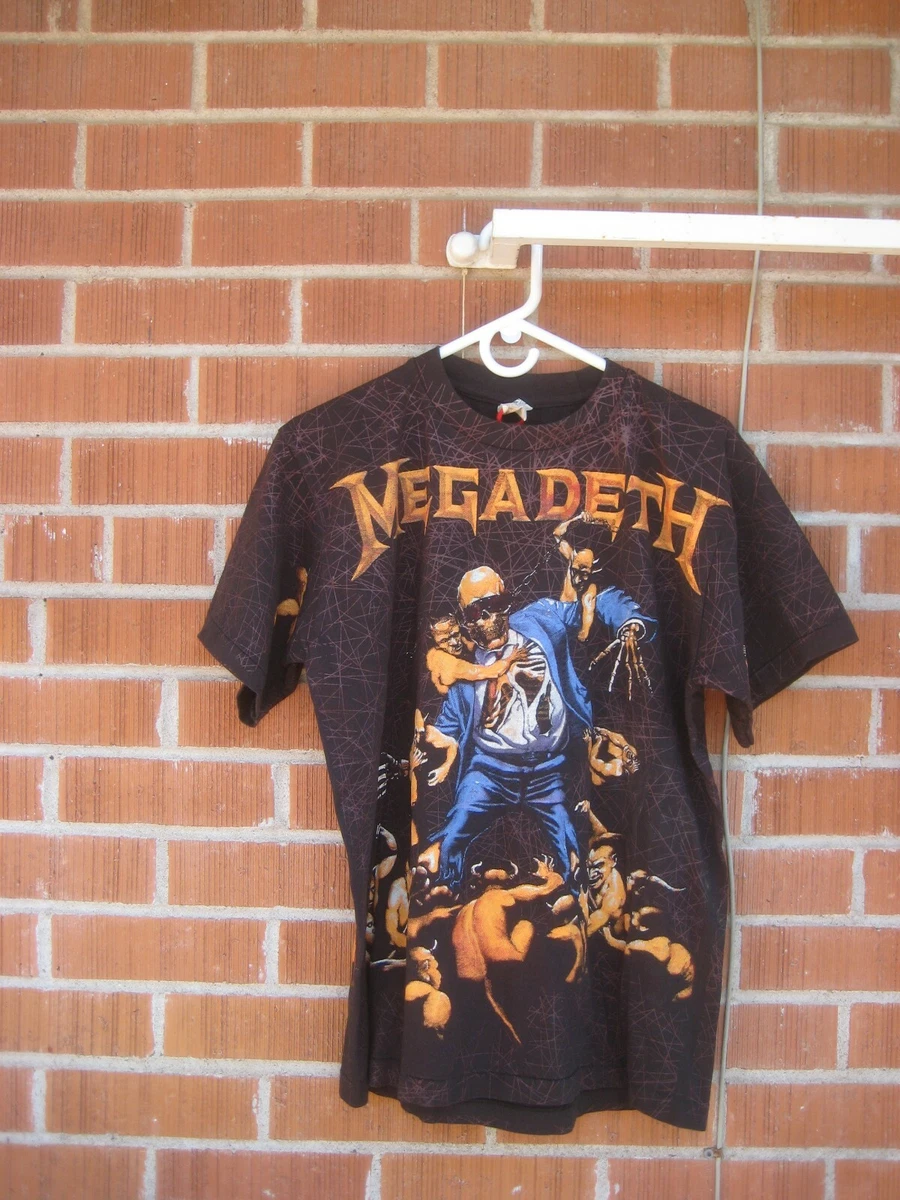 1990 Vintage MEGADETH - American Heavy Metal Band ** Large Wild Oats T-shirt USA