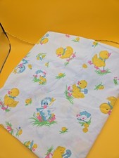 Vintage Baby Linens Crib Sheet Duck Flower Mouse Butterfly Pastel White Exc