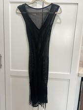 GUESS Black Mesh Fringe Cover-Up Dress – Size S