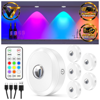 LED Spots Akku USB Aufladbar RGB Kabellos Mit Fernbedienung Dimmbar 6Er Pack