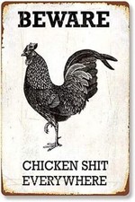 Funny Rooster Beware Chicken Chicken Tin Metal Signs Home D cor 8x12