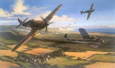 Holding the Line by Nicolas Trudgian signed by Battle of Britain Pilots - Image 1 of 2