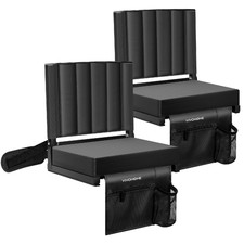 2pc Portable Folding Stadium Seat Chair Padded w/ Cup Holder Strap Bleacher Seat