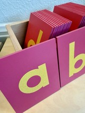 ELITE Montessori Lower Case Sandpaper Letters Wooden Set Letters Red/Yellow