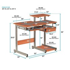 Pemberly Row Contemporary Wood/Steel Computer Desk in Mahogany