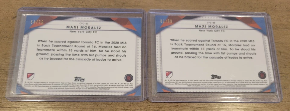 LOT OF 2 MAXI MORALEZ 2021 TOPPS CHROME MLS SOCCER REFRACTOR SP/75 & /99 #CFC-23 - Image 2 of 2