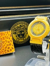 [N Mint + W/Box] VERSACE Medusa Coin Watch 7008011 Vintage Gold Plated G10...