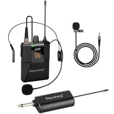 UHF Wireless Headset Microphone System with Lavalier Mics, 200ft Range, PA/Confe