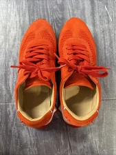 CHRISTIAN LOUBOUTIN LOUBISHARK Men Sunrise-Red Suede Sneaker SIZE 42.5