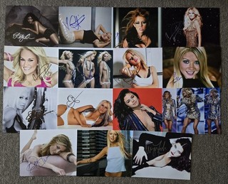 Lot Signed Autographed 8x10" Photographs Models & Actresses Collage Material B37