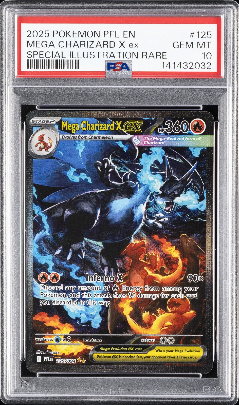 2025 POKEMON PFL EN-PHANTASMAL FLAMES #125 MEGA CHARIZARD X EX PSA 10 - Picture 1 of 2