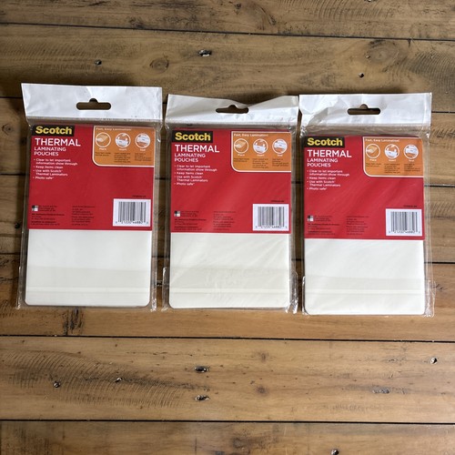 Lot of 3 Photo Size Scotch 3M Thermal Laminating Pouches 4"x6" 20-pk, 60-Total - Picture 2 of 2