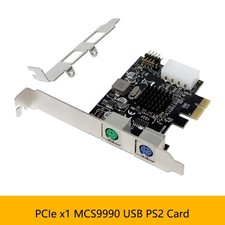 PCI Express PCIe x1 to 2 Ports PS2 PS/2 For PC Keyboard Mouse Expansion Card