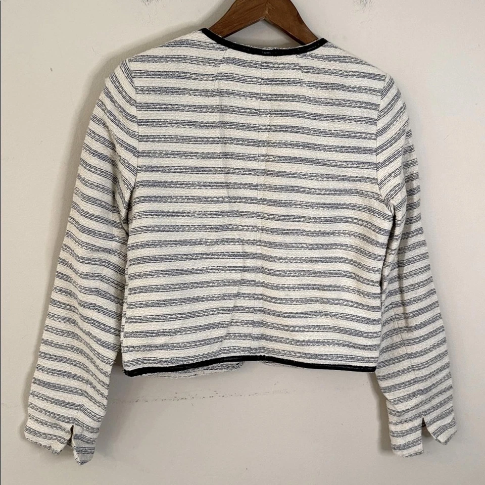 Куртка American Eagle кремовая темно-синяя текстурированные полоски размер SM - Изображение 2 из 4