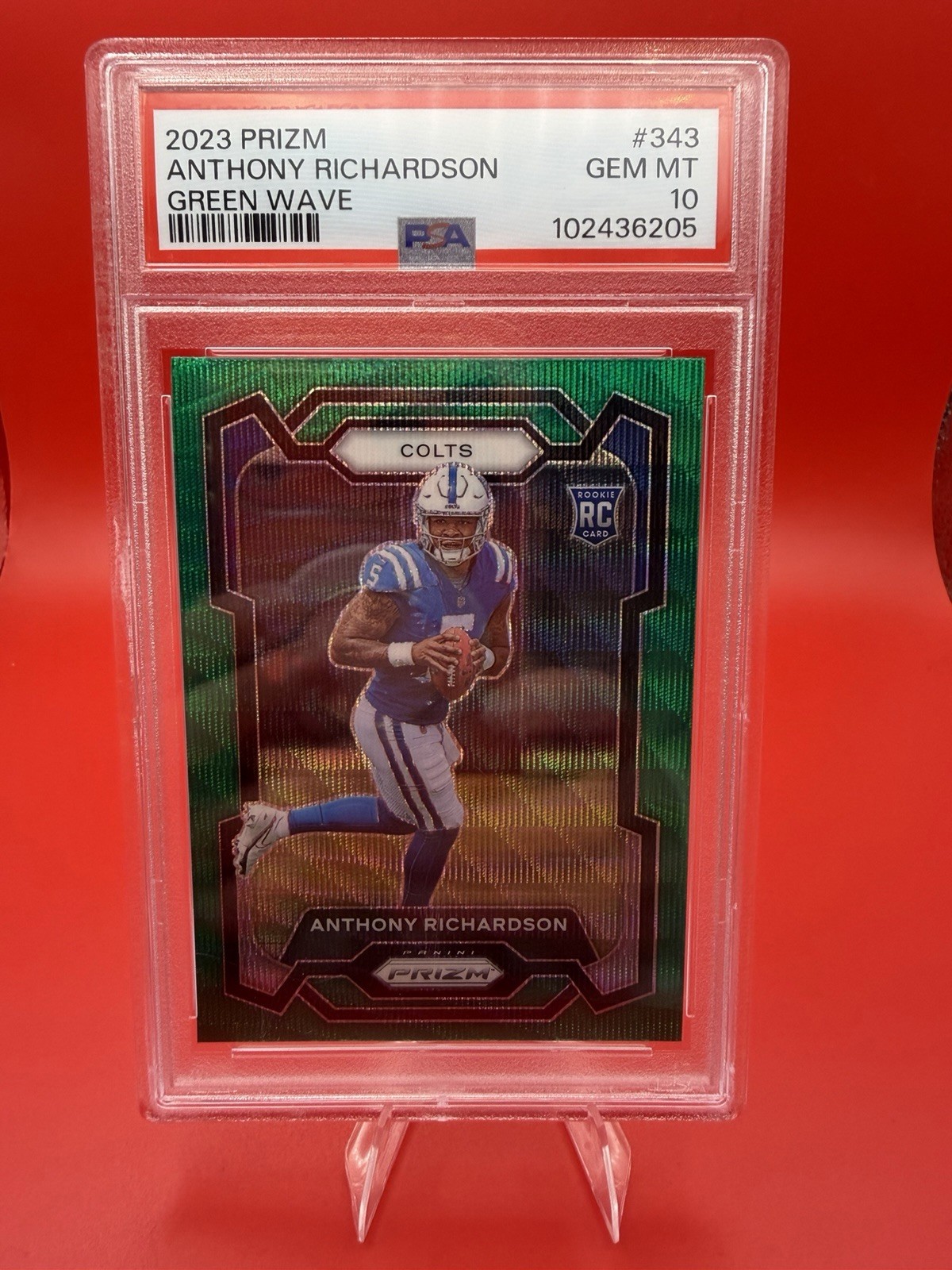 Panini 2023 Prizm Anthony Richardson #343 Green Wave Prizm PSA 10