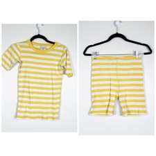 Hanna Andersson Kids Yellow Striped Pajamas Sz 14