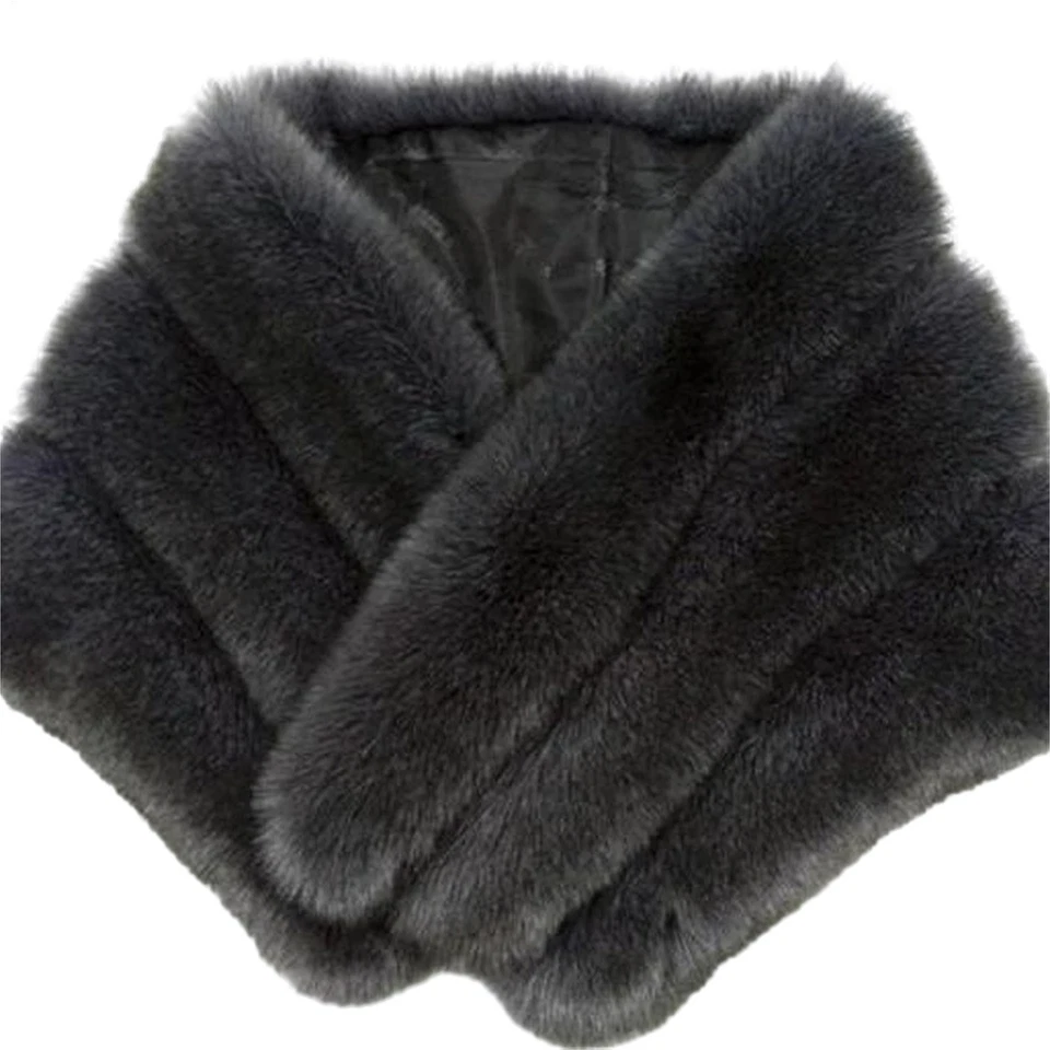 Mujeres Damas Mantón de Piel Sintética Envolvente Nupcial Boda Liso Invierno Fiesta Cálido Chal  Foto 3 de 4