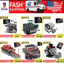 Mould King Technical V8/V12 Engine Model Motorized Building Block W Battery Case