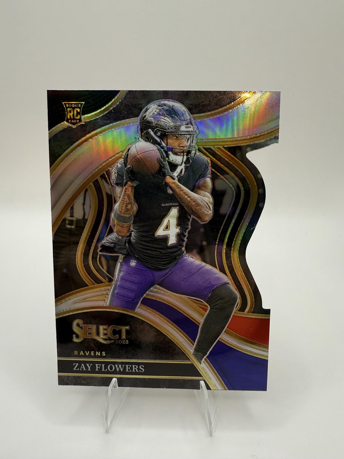 2023 Panini Select #201 Zay Flowers Black and Red Prizms Die Cuts - ROOKIE