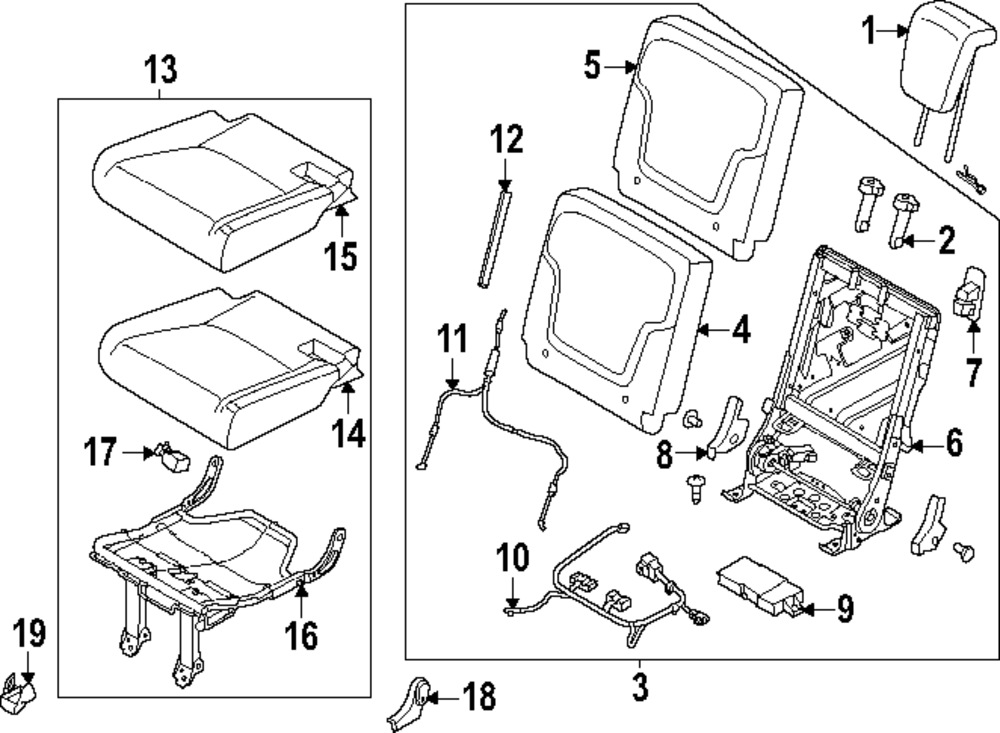 Genuine Nissan Headrest Outer 86480-7KB0B