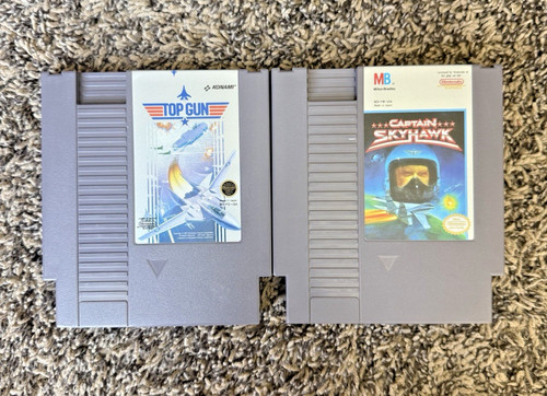 Nintendo NES Lot of 2 Games - Milton Bradley Captain SkyHawk, Konami Top Gun