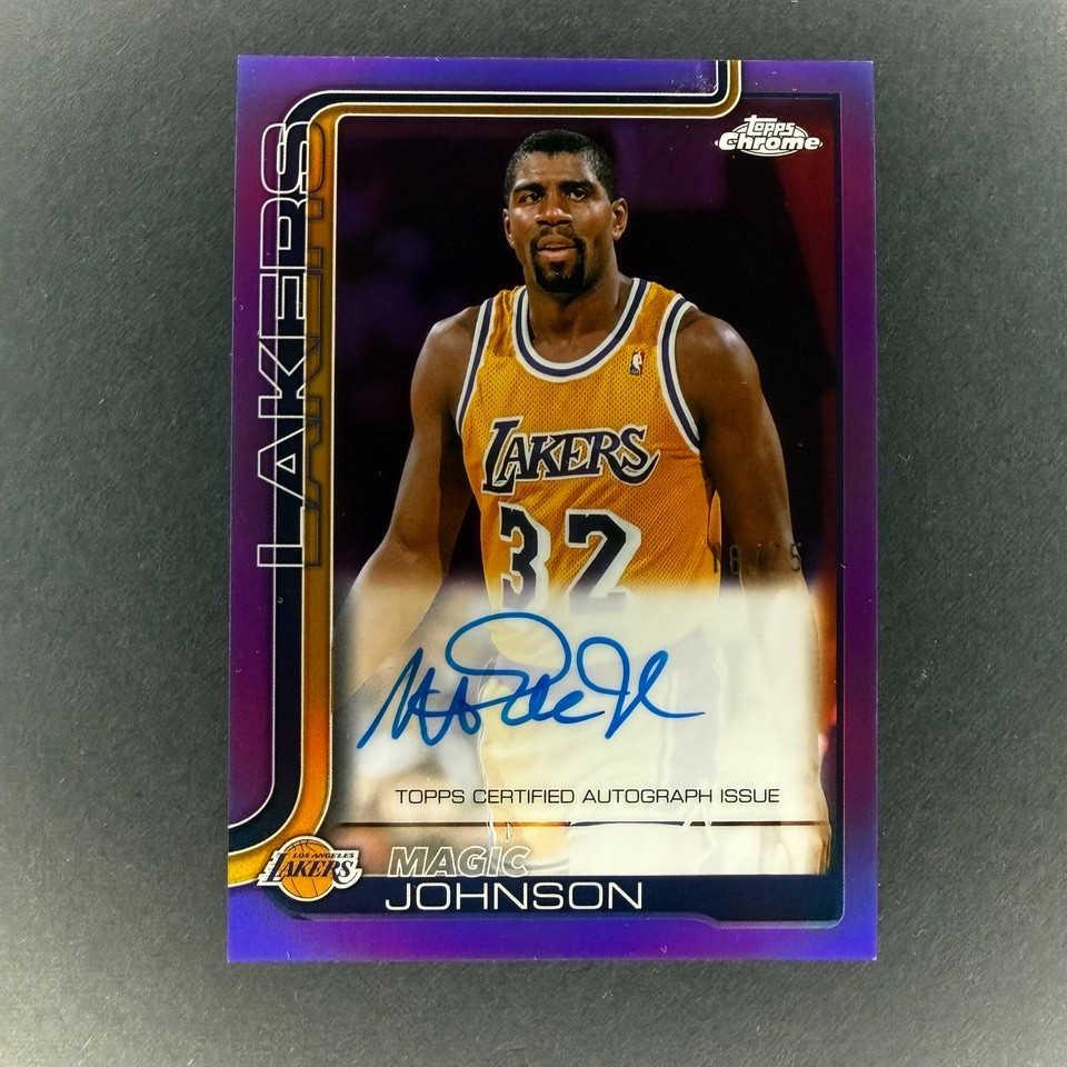 2025-26 Topps Chrome Magic Johnson Auto Purple Refractor /75 Lakers