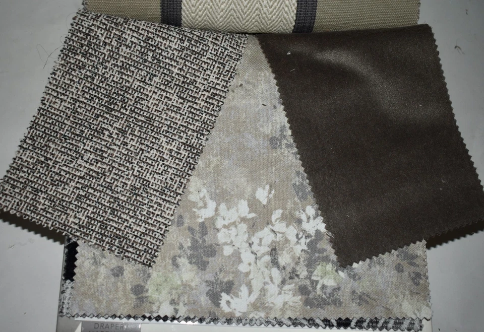 FABRIC SAMPLE BOOK Gray SHADOW SLATE Silver 46pcs LOT Wovens Velvets Embroidered - Image 3 of 4