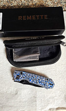 Hand Sculpted Remette Rt-rhino D2 Drop Point Blueblackwhite G-10 Liner Lock