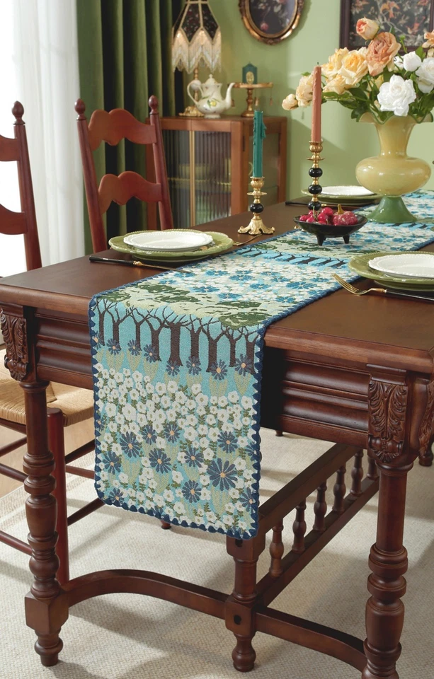 Plant Flower Geometric Table Runner Coaster Coffee Dining Table Decoration Gift - Image 3 of 4