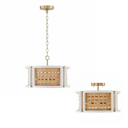 Capital Lola 16" Wide White and Woven Rattan Ceiling Light - Picture 6 of 8