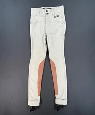 Kerrits Crossover Front-Zip Tan Jodpurs Show Pants w Extended Knee Patch (Kid S)