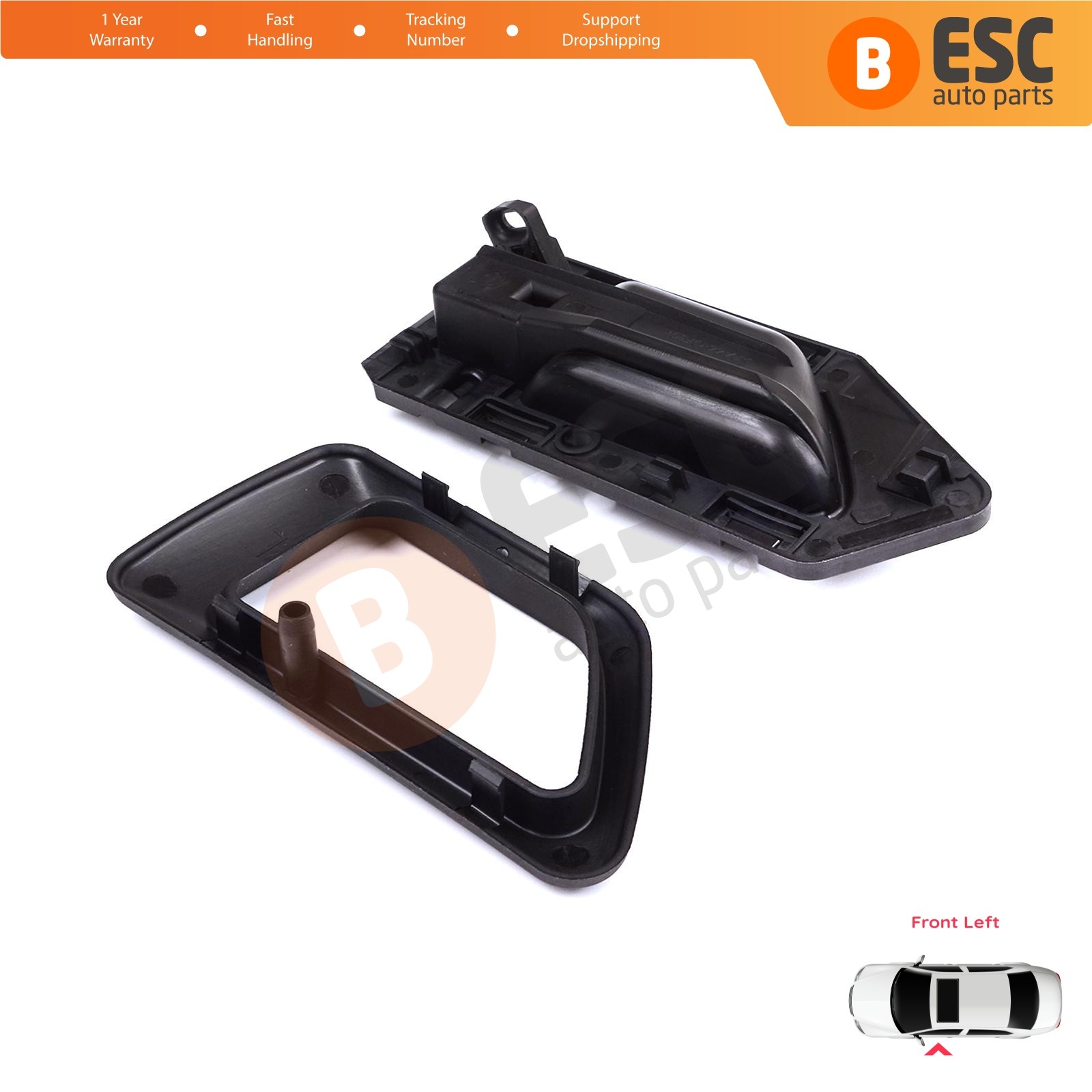Front Left Interior Door Handle Black for Citroen Berlingo Peugeot Partner MK1