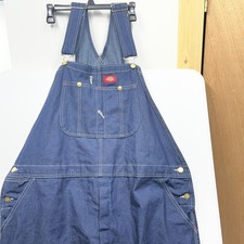 Dickies Denim Bib Overalls Men's 44x34 Dark Wash Big Tall Workwear Carpenter