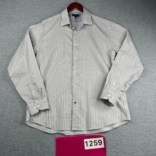 Ben Sherman Shirt Large White Striped Casual Button Up Long Sleeve Mens