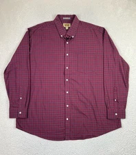 The Foundry Shirt Mens 2XLT Red Blue Plaid Button Down Long Sleeve Easy Care