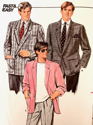 Vintage Butterick Pattern 4135 | Retro Mens Jackets Boxy Cut Size XS S & M - Picture 2 of 3