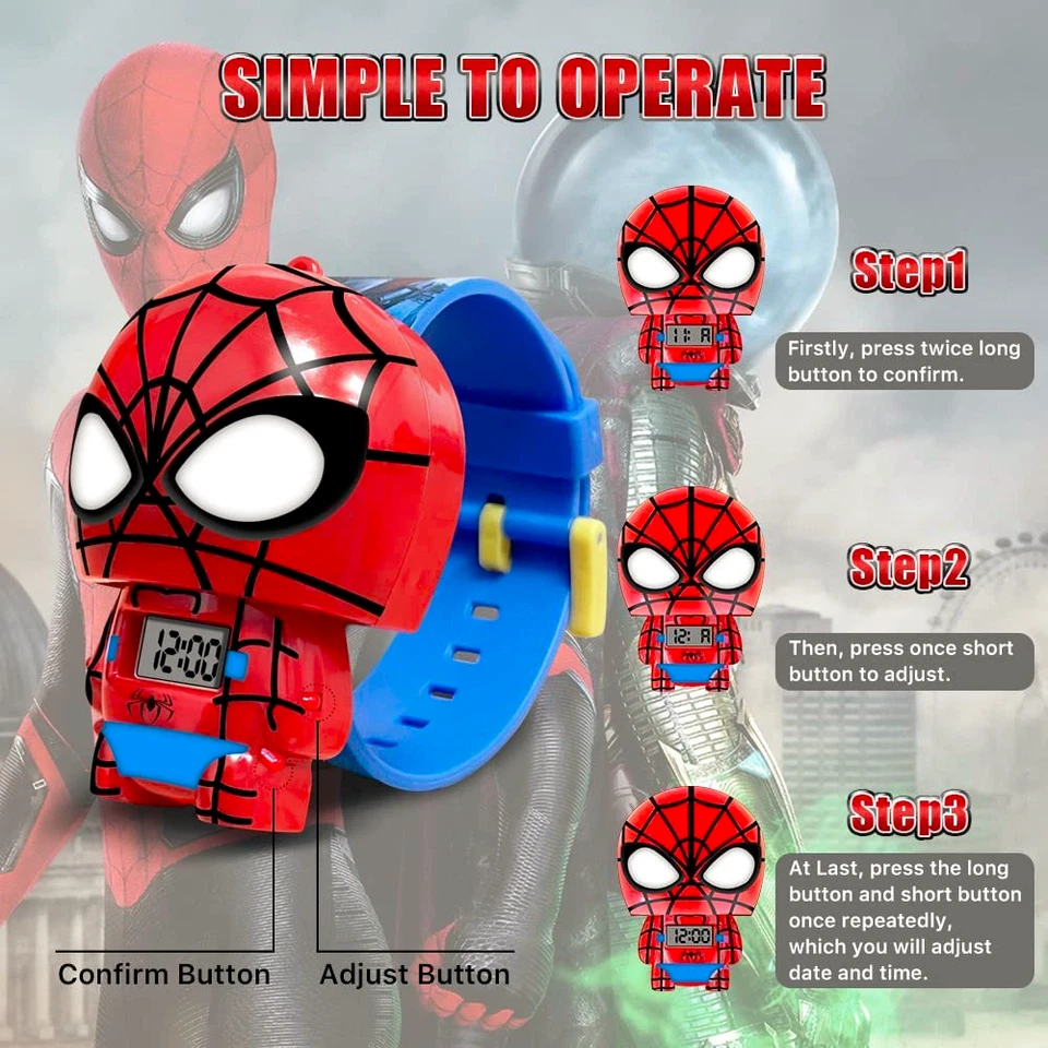 Reloj digital Like Marvel Spiderman superhéroe niños para niños niñas cómic dibujos animados Foto 4 de 4