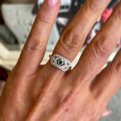 2Ct Round Lab Created Emerald Women Cocktail Ring 14k Yellow Gold Plated Silver