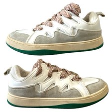 Steve Madden Roaring Platform Shoes White/Green Double-Laced Fashion Sneakers