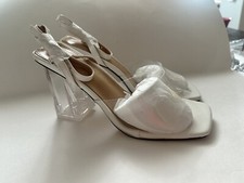 Women's Clear Chunky Block High Heel Sandals Open Toe Wedding Party Dress Shoes