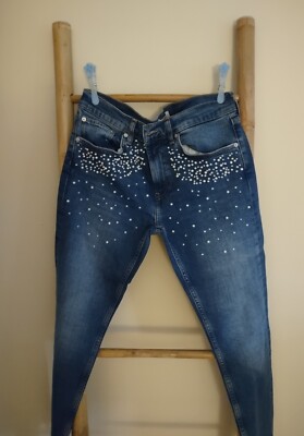 Zara Pearl Embellished Jeans Zara Woman Premium Denim Collection