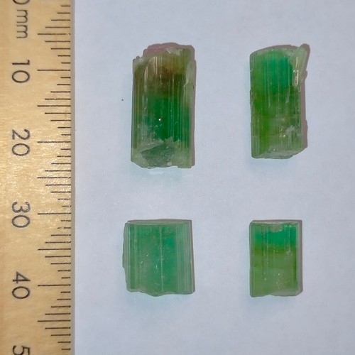 Green Tourmaline Elbaite loose rough crystals bicolor gemstones parcel 30.8ct - Bild 1 von 6